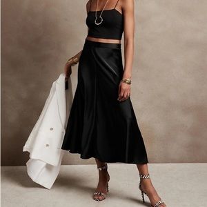 NWT Banana Republic Black Satin Slip Skirt